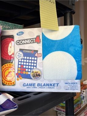 Hasbro Connect 4 Plush Game Blanket in Blue & White
